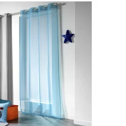 Rideau à oeillets bleu uni