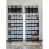 Rideau à oeillets brillant large rayure noir et argenté