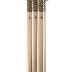 Rideau à oeillets design étoiles marron beige