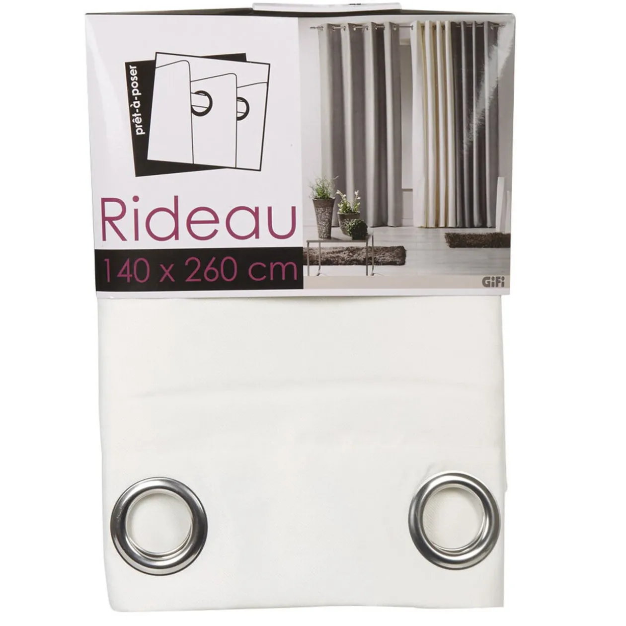 Rideau à oeillets effet laine blanc