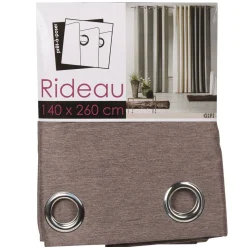 Rideau à oeillets effet laine taupe