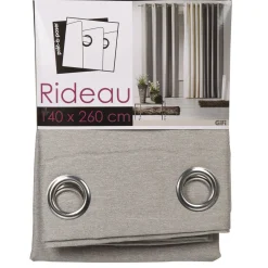Rideau à oeillets effet laine gris