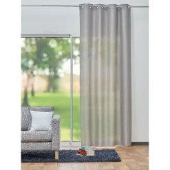 Rideau à oeillets effet laine gris