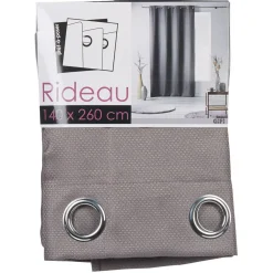 Rideau à oeillets effet matière uni taupe