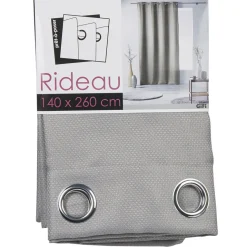 Rideau à oeillets effet matière uni gris