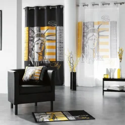 Rideau à oeillets en microfibre noir design City