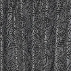 Rideau à oeillets Epikeros exotique noir motif végétal blanc