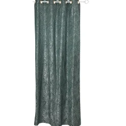 Rideau à oeillets Epikeros exotique vert motif végétal blanc