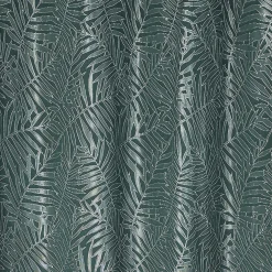 Rideau à oeillets Epikeros exotique vert motif végétal blanc