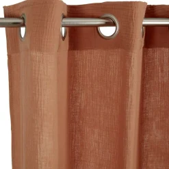 Rideau à oeillets gaze de coton terracotta uni 135xL240cm