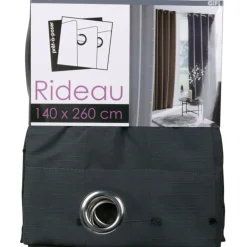 Rideau à oeillets gris anthracite jacquard