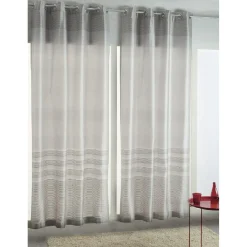 Rideau à oeillets gris beige Polydoupion