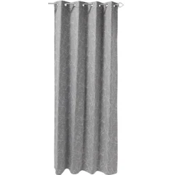 Rideau à oeillets gris et blanc motif branches d'arbres