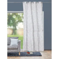 Rideau à oeillets gris triangles blancs