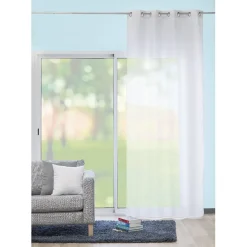 Rideau à oeillets jacquard chevron blanc