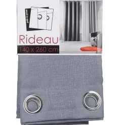Rideau à oeillets jacquard faux uni anthracite
