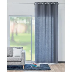 Rideau à oeillets jacquard faux uni anthracite