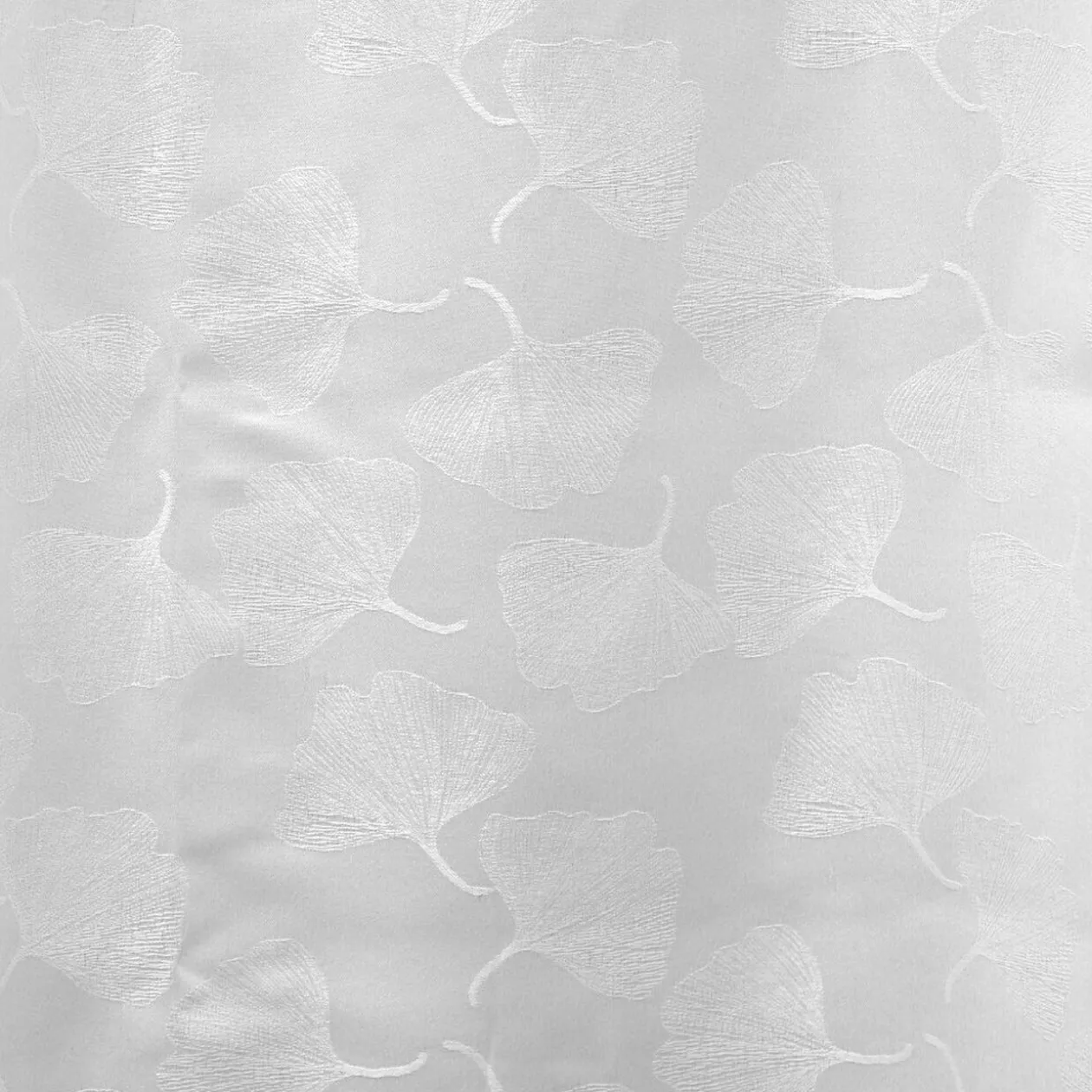 Rideau à oeillets jacquard feuille blanc