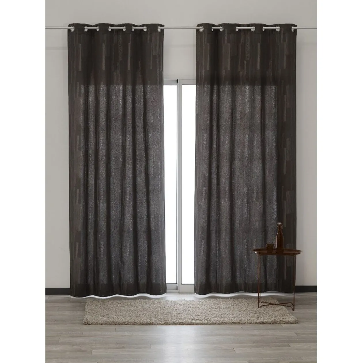 Rideau à oeillets jacquard taupe gris