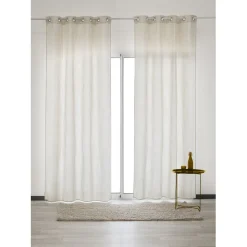 Rideau à oeillets jacquard ivoire