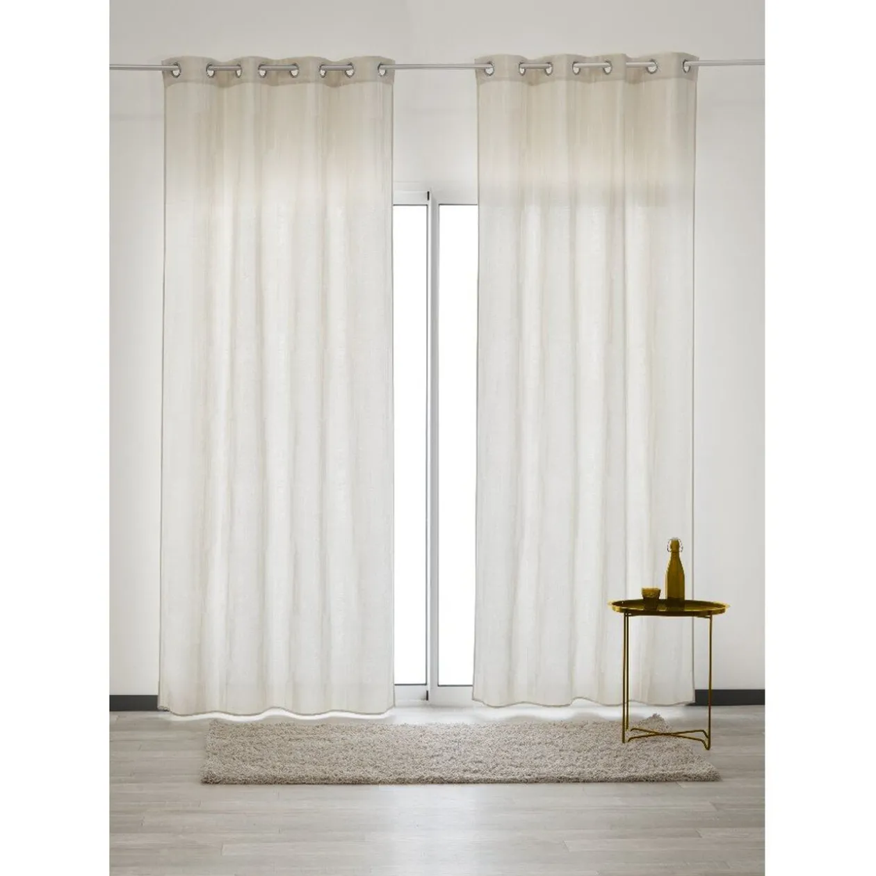 Rideau à oeillets jacquard ivoire