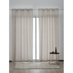 Rideau à oeillets jacquard ivoire