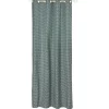 Rideau à oeillets jacquard vert motif géométrique blanc Andy