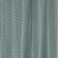 Rideau à oeillets jacquard vert motif géométrique blanc Andy
