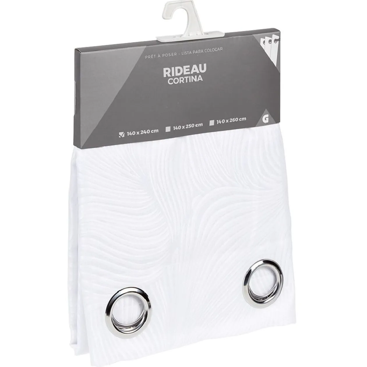 Rideau à oeillets jacquard dessin feuille 140x240 cm