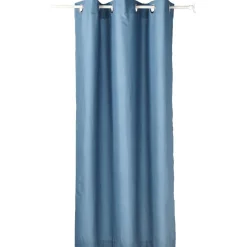 Rideau à oeillets microfibre uni bleu