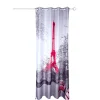 Rideau à oeillets motif Tour Eiffel rose