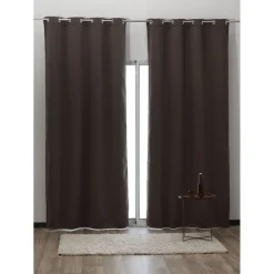 Rideau à oeillets occultant polaire taupe