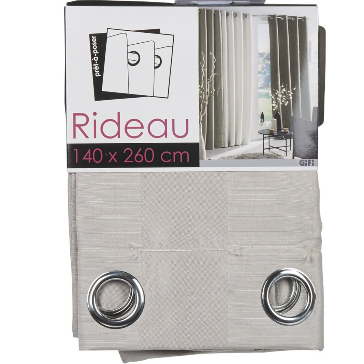 Rideau à oeillets plumetis gris