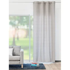 Rideau à oeillets plumetis gris