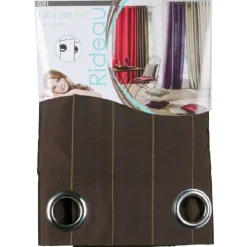 Rideau à oeillets rayé chocolat