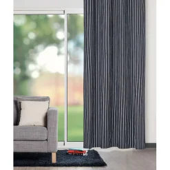 Rideau à oeillets rayé gris blanc 140x260 cm