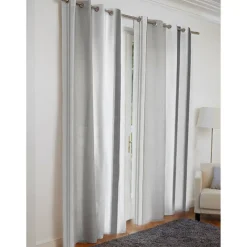 Rideau à oeillets rayé noir blanc