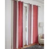 Rideau à oeillets rayé rouge blanc
