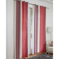 Rideau à oeillets rayé rouge blanc