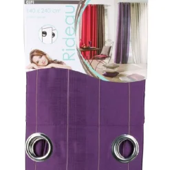 Rideau à oeillets rayé violet