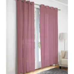 Rideau à oeillets rose blanc