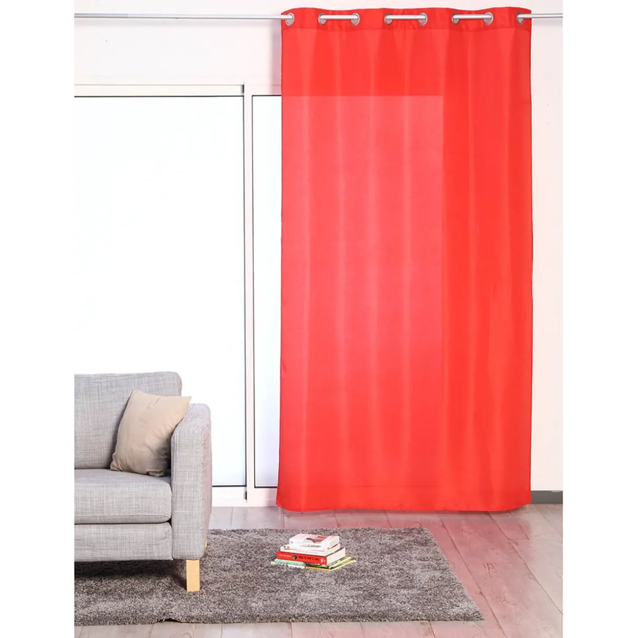 Rideau 8 oeillets rouge