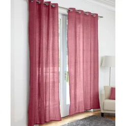 Rideau à oeillets rouge blanc