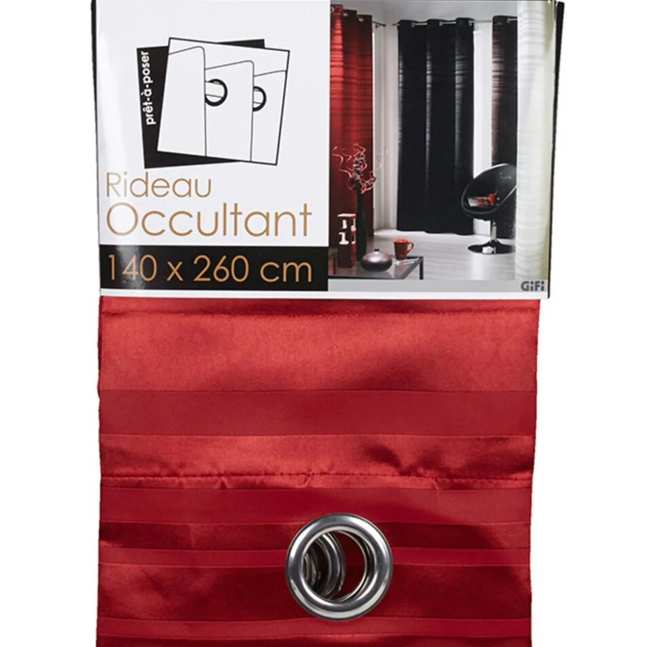 Rideau à oeillets rouge occultant jacquard