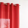 Rideau à oeillets rouge uni rayé