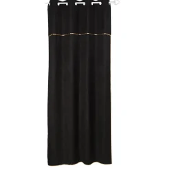 Rideau à oeillets suédine noir et or uni