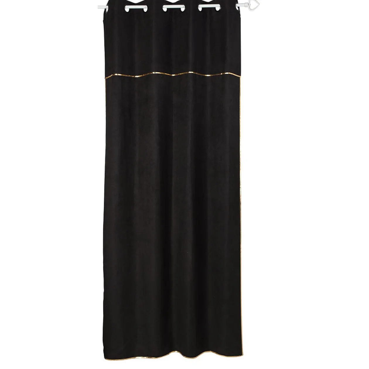 Rideau à oeillets suédine noir et or uni