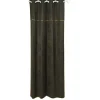 Rideau à oeillets suédine vert foncé et or uni