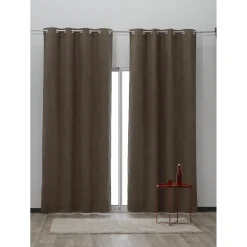 Rideau à oeillets suedine couleur lin