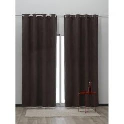 Rideau à oeillets suedine uni taupe